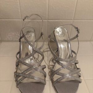 Elegant Silver Strappy Heels